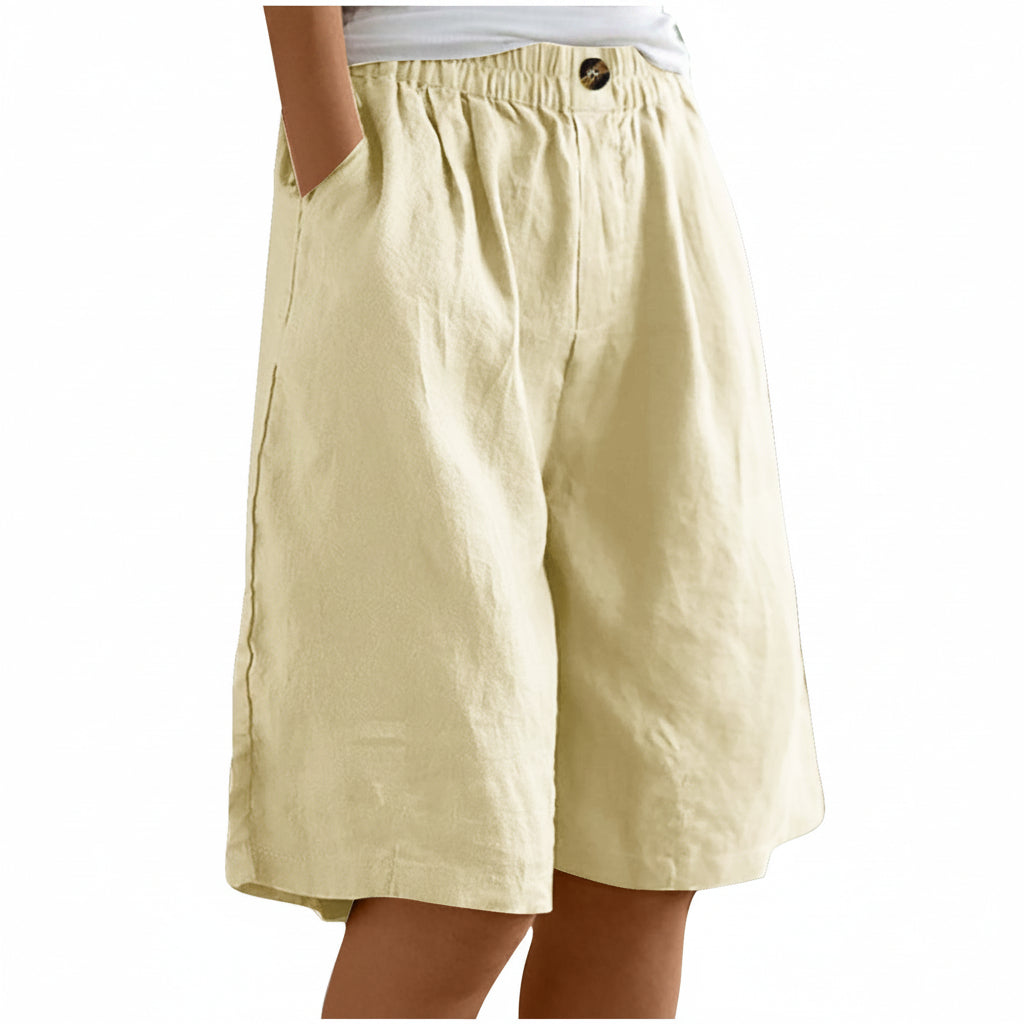 Elsie | Linen Blend Shorts in Apricot