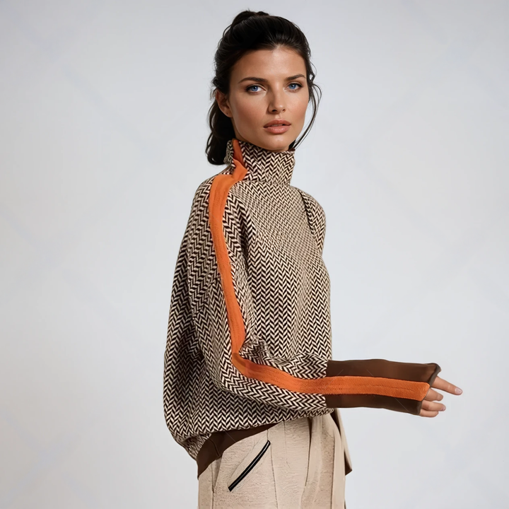 Sienna | Striped Contrast Turtleneck Sweater