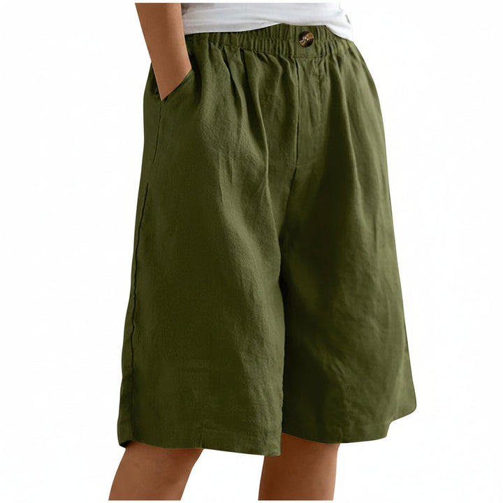 Elsie | Linen Blend Shorts in Army Green