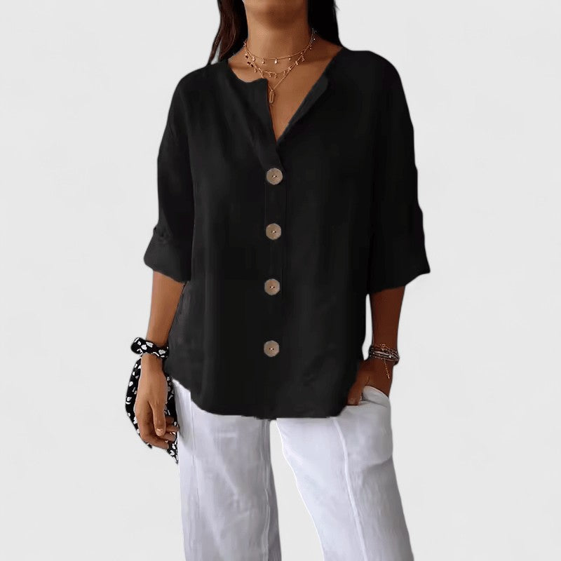 Cathlyn | V-Neck Blouse in Black