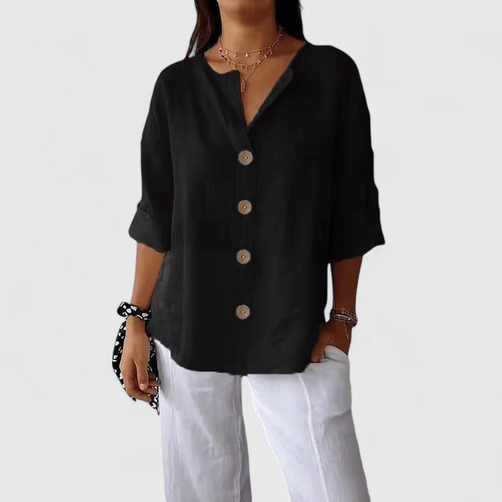 Cathlyn | V-Neck Blouse in Black