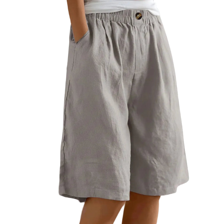 Elsie | Linen Blend Shorts in Light Grey