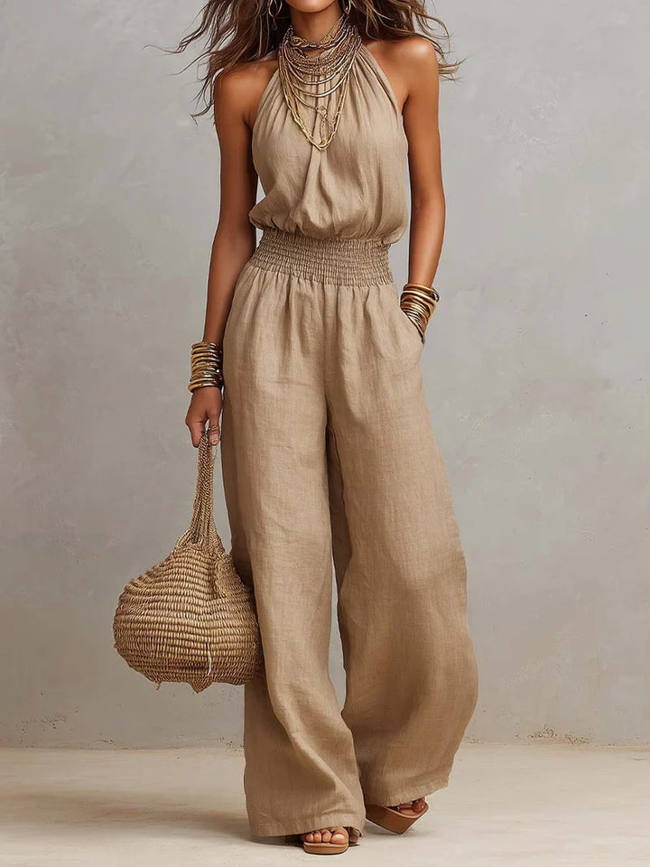 Elodie | Halter Jumpsuit in Beige