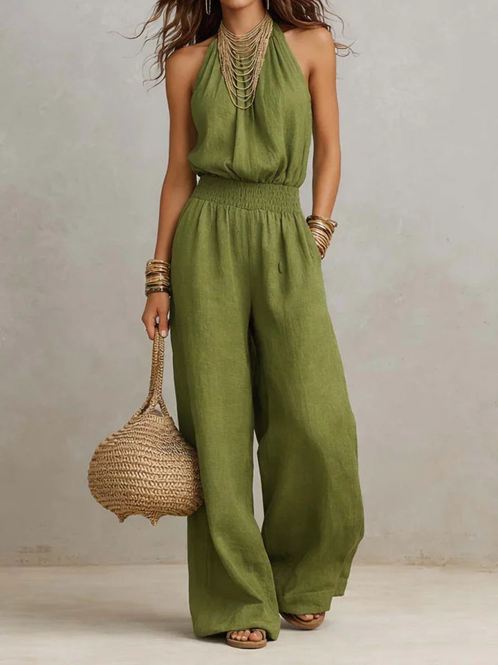 Elodie | Halter Jumpsuit in Green