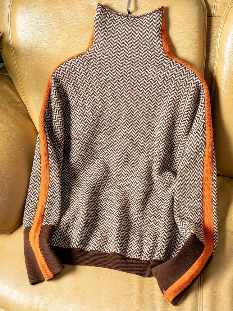 Sienna | Striped Contrast Turtleneck Sweater